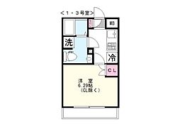 ミモザ 1階1Kの間取り