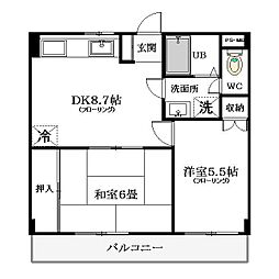 ベイガーデンハヤシ 2DKの間取図画像