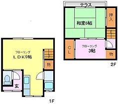 鳳中町5丁貸家　東棟  ｜ 大阪府堺市西区鳳中町５丁（賃貸テラスハウス2LDK・--・42.12㎡） その2