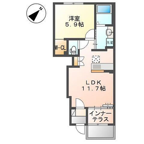 フォルビート　ジン ｜大阪府泉大津市板原町２丁目(賃貸アパート1LDK・1階・43.24㎡)の写真 その2