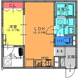 Fstyle西取石4号館 2階1LDKの間取り