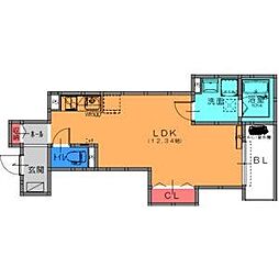 Fstyle西取石4号館 2階ワンルームの間取り