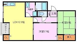 森マンション 2LDKの間取図画像
