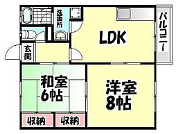 ハイツアルファ 2DKの間取図画像