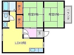 プティセゾン草部 2LDKの間取図画像