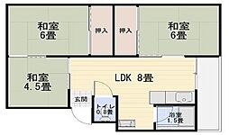 加茂コーポラス 3LDKの間取図画像