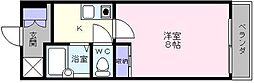 メゾンなか 1Kの間取図画像