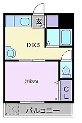 昌和鳳 1DKの間取図画像