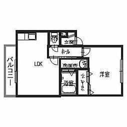 草庵 1LDKの間取図画像