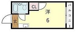 ユニコーン82西野 ワンルームの間取図画像