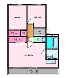 サンシャイン浜田 2LDKの間取図画像