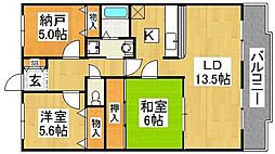 グレース上野芝 3LDKの間取図画像