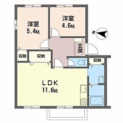 ロジュマンイズミD棟 2LDKの間取図画像