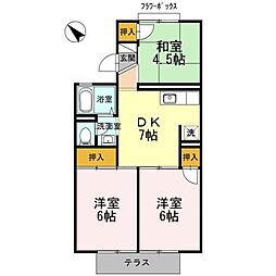 エミネントセジュールB棟 3DKの間取図画像