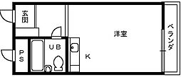 ヒルズ鳳 1Kの間取図画像