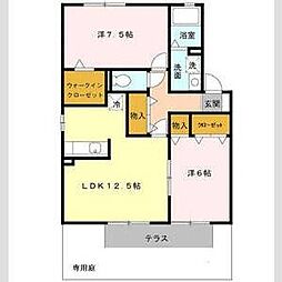 パークサイドカーサ 2LDKの間取図画像
