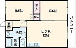ハイツ菅原B棟 2LDKの間取図画像