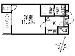 フジパレス聖ヶ丘 1Kの間取図画像