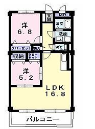 ヴェルドミール 2LDKの間取図画像