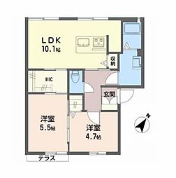 ラ・フロール浜寺 2LDKの間取図画像