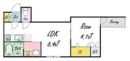 アトムハウス3号館 1LDKの間取図画像