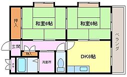 ヴェルデーメゾン 2DKの間取図画像
