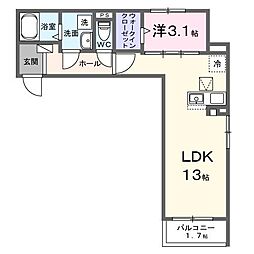 仮称東羽衣6丁目アパート 1LDKの間取図画像