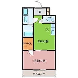南海線 高石駅 徒歩5分の賃貸マンション 3階1DKの間取り