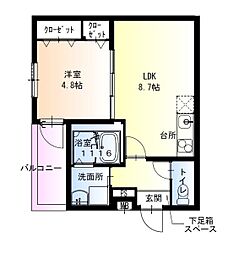 南海線 高石駅 徒歩11分の賃貸アパート 1階1LDKの間取り