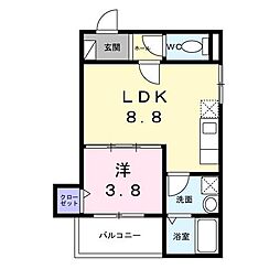 南海線 高石駅 徒歩12分の賃貸アパート 3階1LDKの間取り