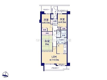 <間取り>各居室収納付きの3LDK
