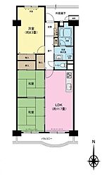 新松戸ファミールハイツ6号棟 3LDKの間取図画像