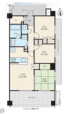 間取り フィスナレジデンスセンター南 5階/-