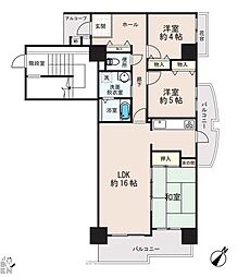 根岸森林公園ハイツ 3LDKの間取図画像