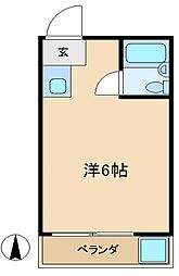 京王線 飛田給駅 徒歩3分の賃貸アパート 2階ワンルームの間取り