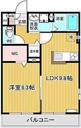 キアレッツァ 1階1LDKの間取り