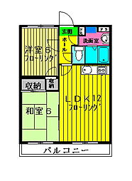 パークサイドアキマ 2階2LDKの間取り
