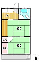 シガビル 2階2Kの間取り