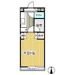 クラスター 3階1Kの間取り
