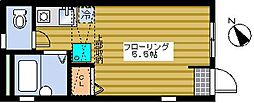 西武新宿線 新井薬師前駅 徒歩5分の賃貸アパート 1階ワンルームの間取り