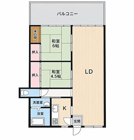 2LDKで多岐にわたる用途に対応可能な間取り☆バルコニーの大きさはマンション全体でも数戸ほどの限られたプレミアム住戸用広々バルコニー♪