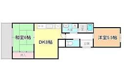 向後ビル 2DKの間取図画像
