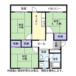 南彦根ハイツ 3階3DKの間取り