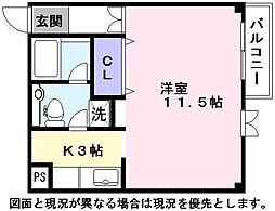 ヴィラマリージュ 1階1Kの間取り