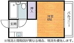 レジデンス馬場 1階1Kの間取り