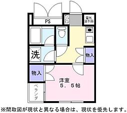 メゾンマキシム 2階1Kの間取り