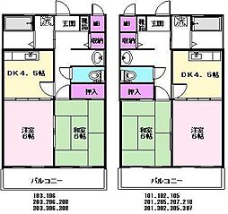 ラヴィアン 2階2DKの間取り