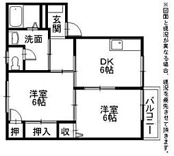 エクセルシア 2階2DKの間取り