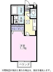 サルドセジュール 1階1Kの間取り