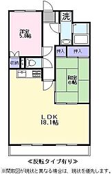ラフェスタ彦根2 1階2LDKの間取り